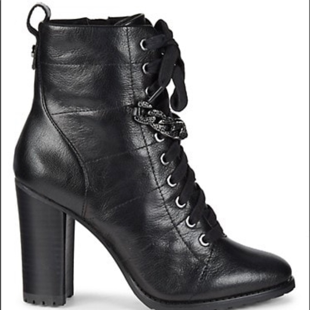 NEW LAGERFELD PARIS JADA LACE UP BOOTIES BLACK - Picture 2 of 7